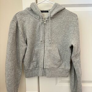 Brandy Melville Crop Heather Gray Zip Up